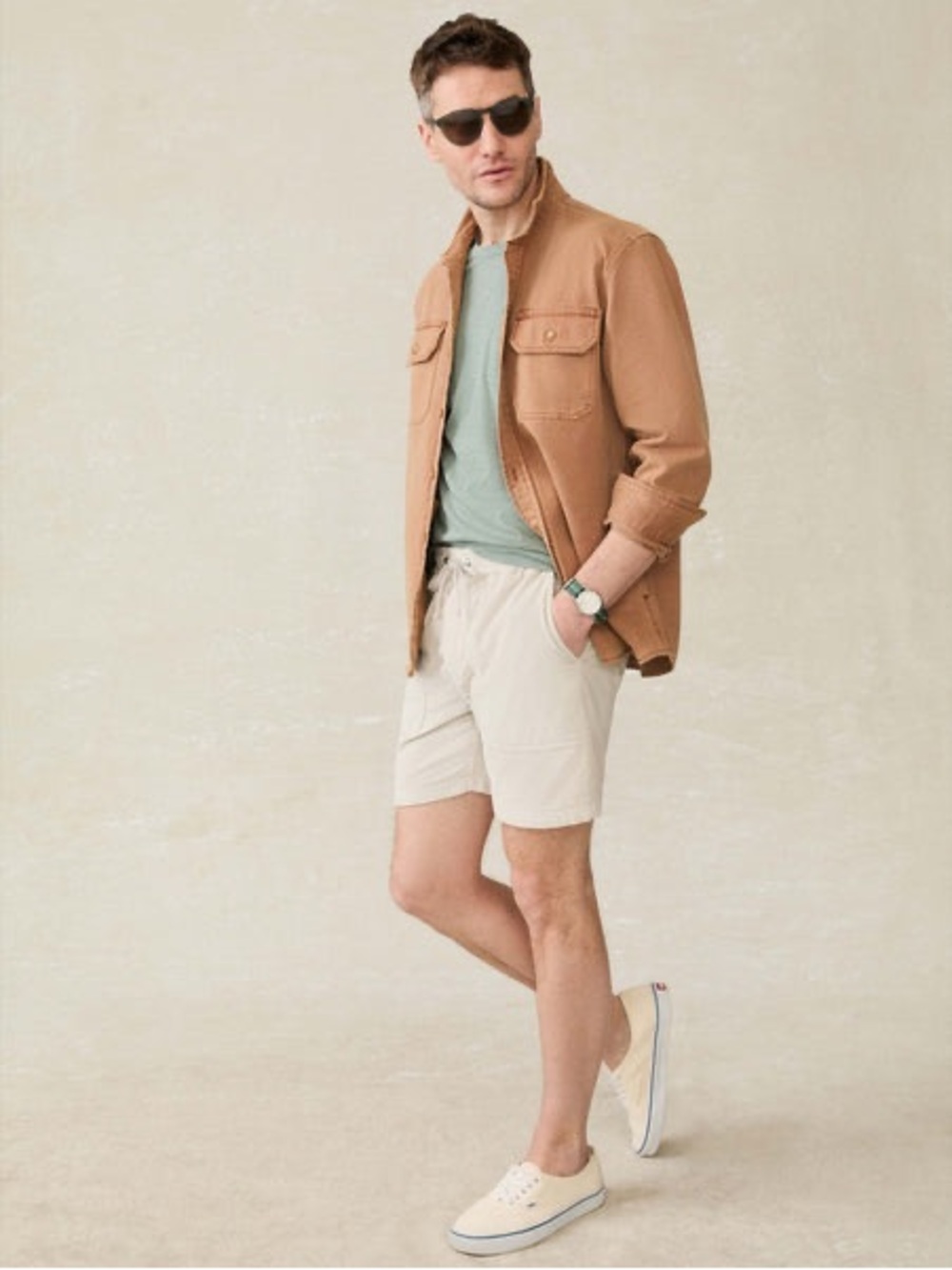 Faherty Corduroy Drawstring Utility Short / Plaza Stone